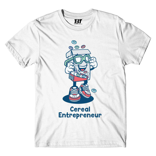 printed cereal entrepreneur t-shirt printed graphic stylish buy online united states of america usa the banyan tee tbt men women girls boys unisex white