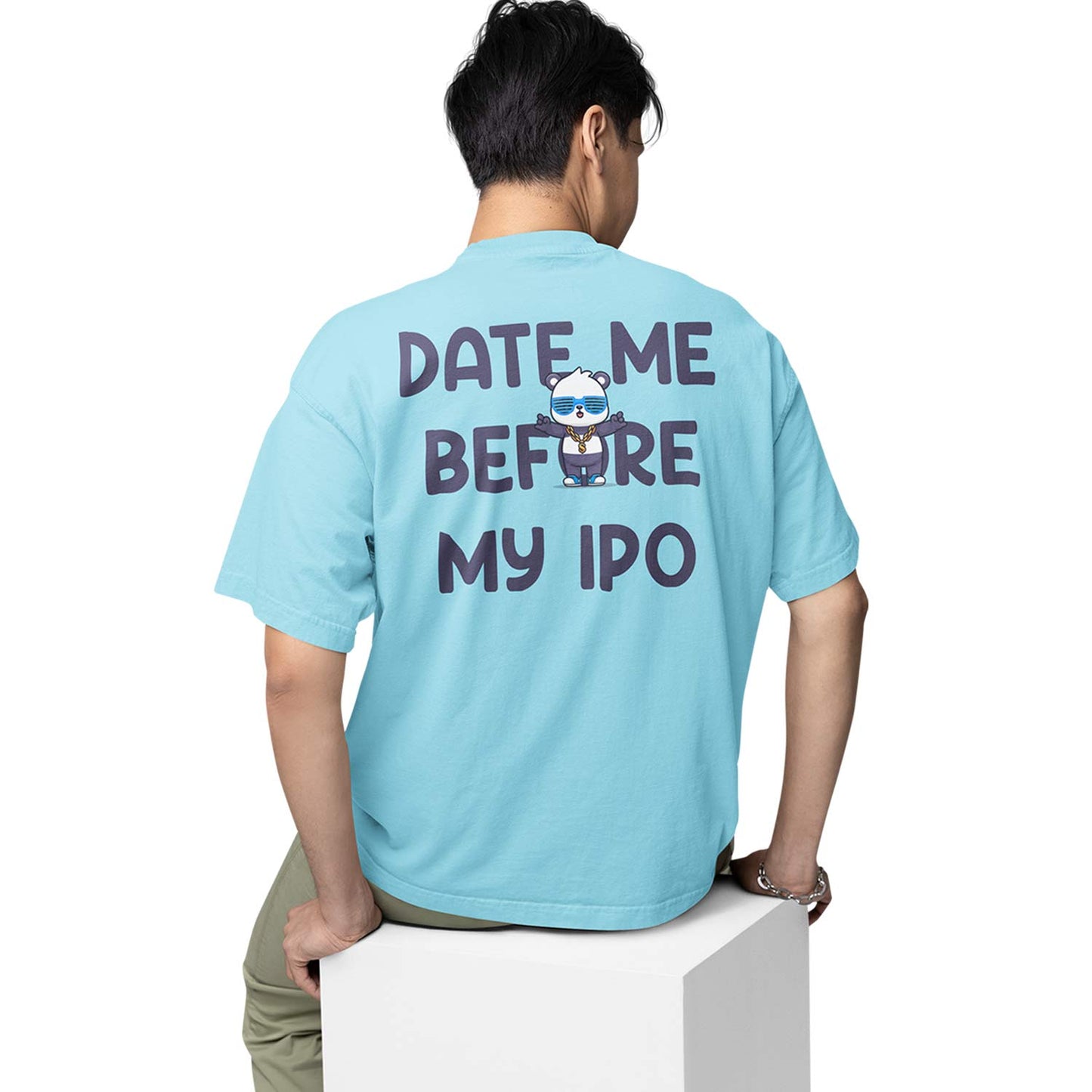 graphic printed oversized t shirt - date me before my IPO baby blue buy online india the banyan tee tbt men women girls boys unisex