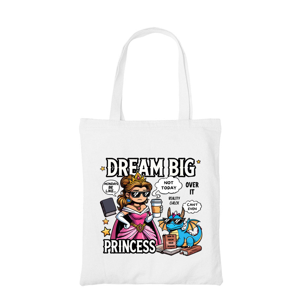 printed dream big princess tote bag cotton printed printed graphic stylish buy online united states usa the banyan tee tbt men women girls boys unisex