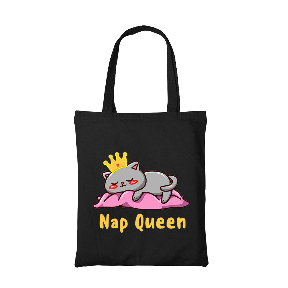 printed nap queen tote bag cotton printed printed graphic stylish buy online united states usa the banyan tee tbt men women girls boys unisex
