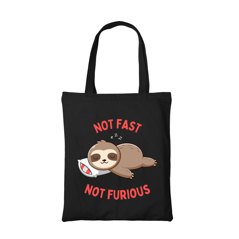 printed not fast not furious tote bag cotton printed printed graphic stylish buy online united states usa the banyan tee tbt men women girls boys unisex