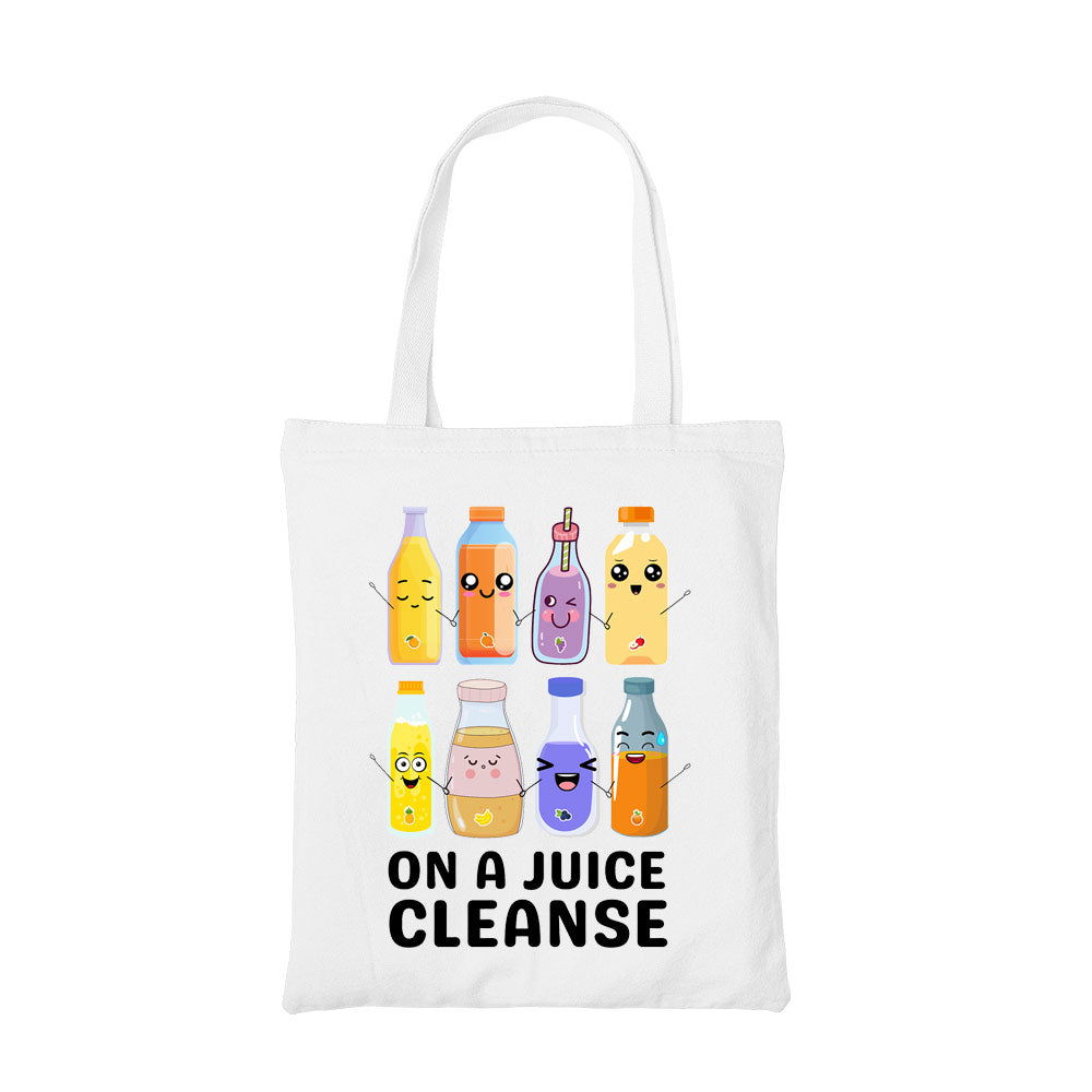 printed on a juice cleanse tote bag cotton printed printed graphic stylish buy online united states usa the banyan tee tbt men women girls boys unisex