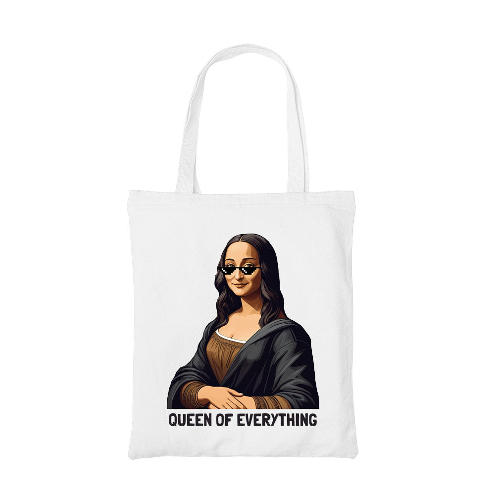 printed queen of everything tote bag cotton printed printed graphic stylish buy online united states usa the banyan tee tbt men women girls boys unisex