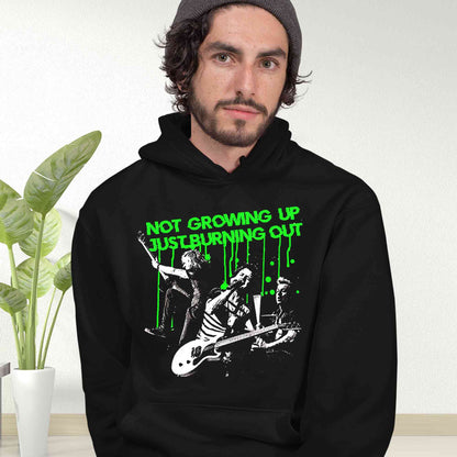 green day burnout hoodie hooded sweatshirt winterwear music band buy online united states usa the banyan tee tbt men women girls boys unisex black not growing up just burning out