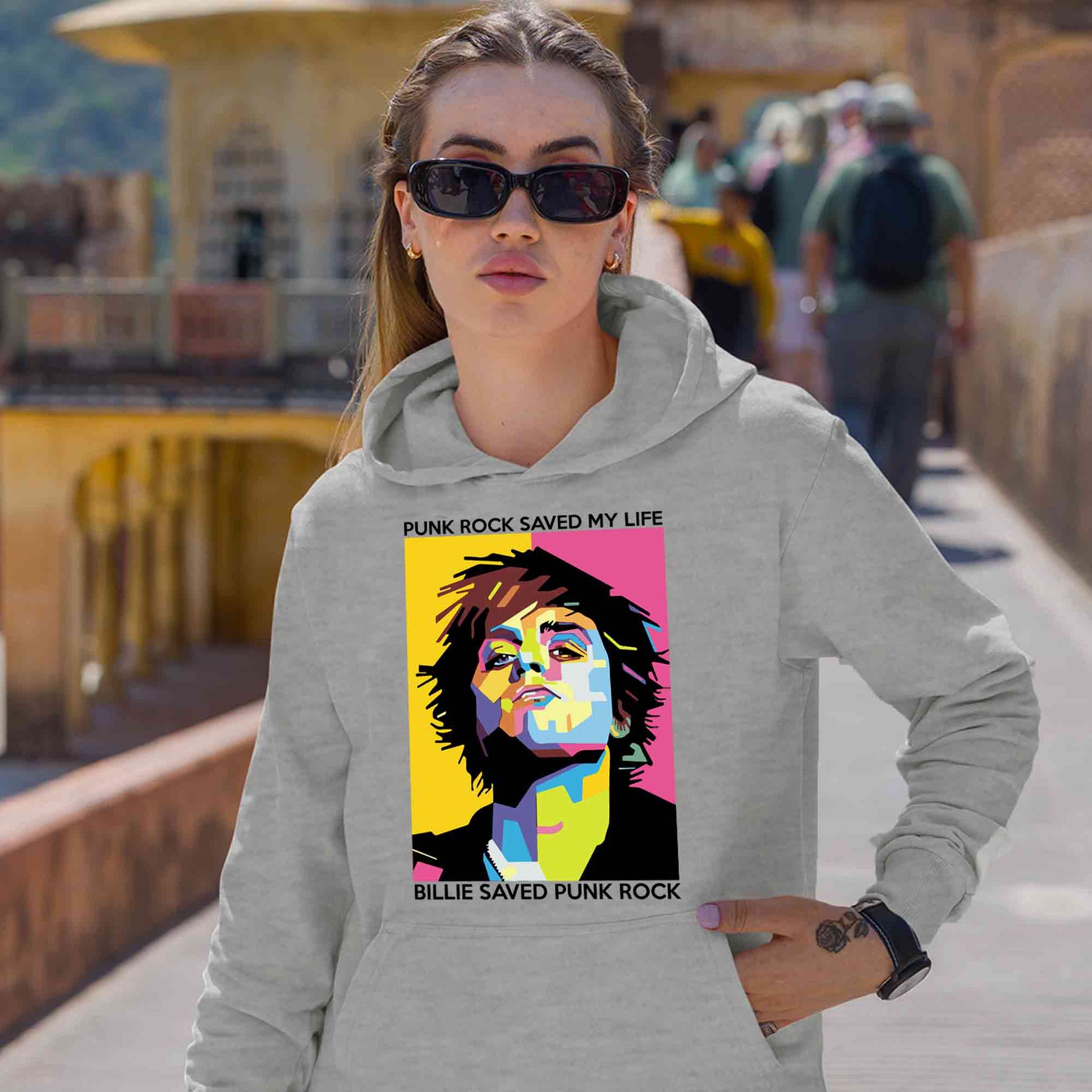 green day punk rock saved my life hoodie hooded sweatshirt winterwear music band buy online united states usa the banyan tee tbt men women girls boys unisex gray