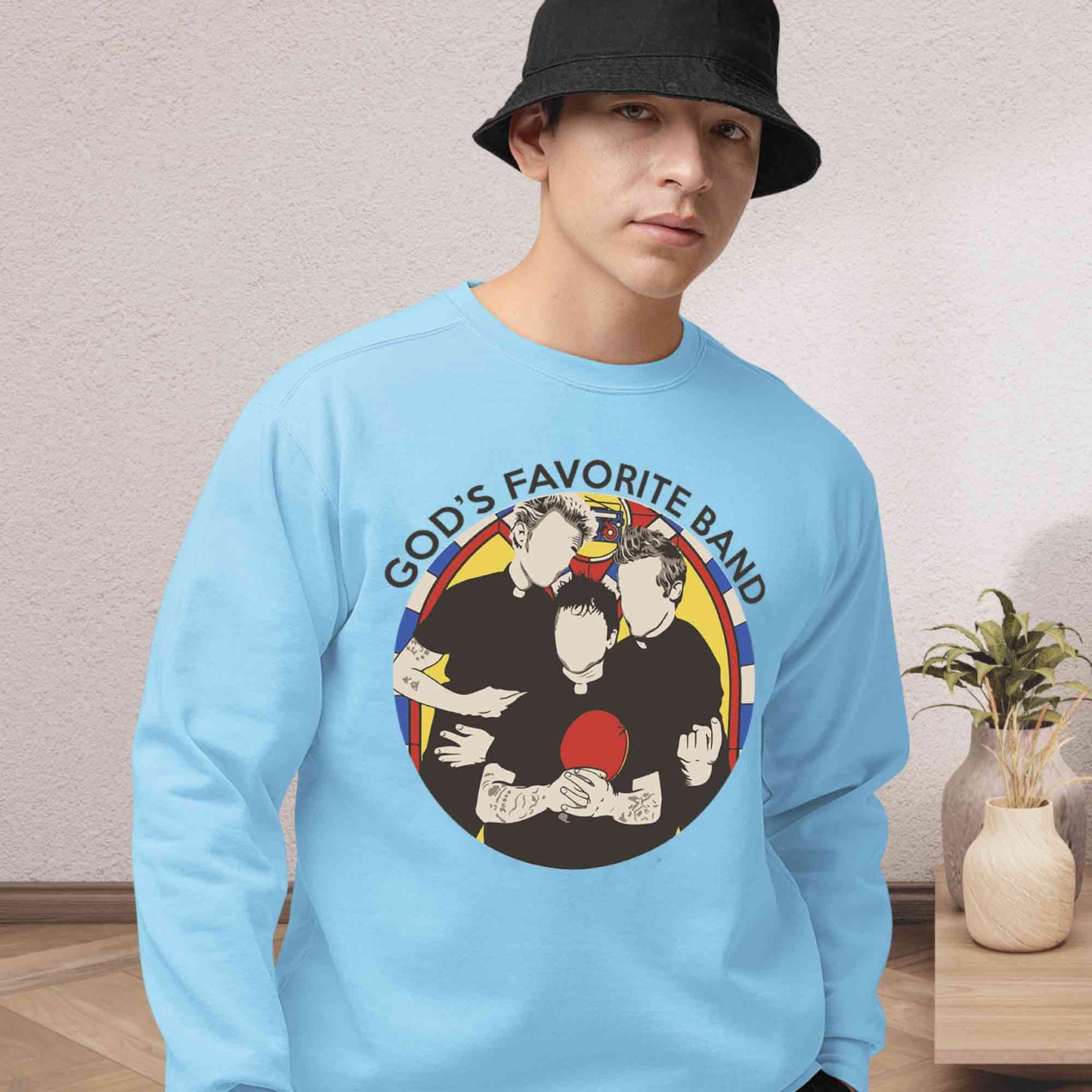 green day god's favorite band sweatshirt upper winterwear music band buy online united states usa the banyan tee tbt men women girls boys unisex gray