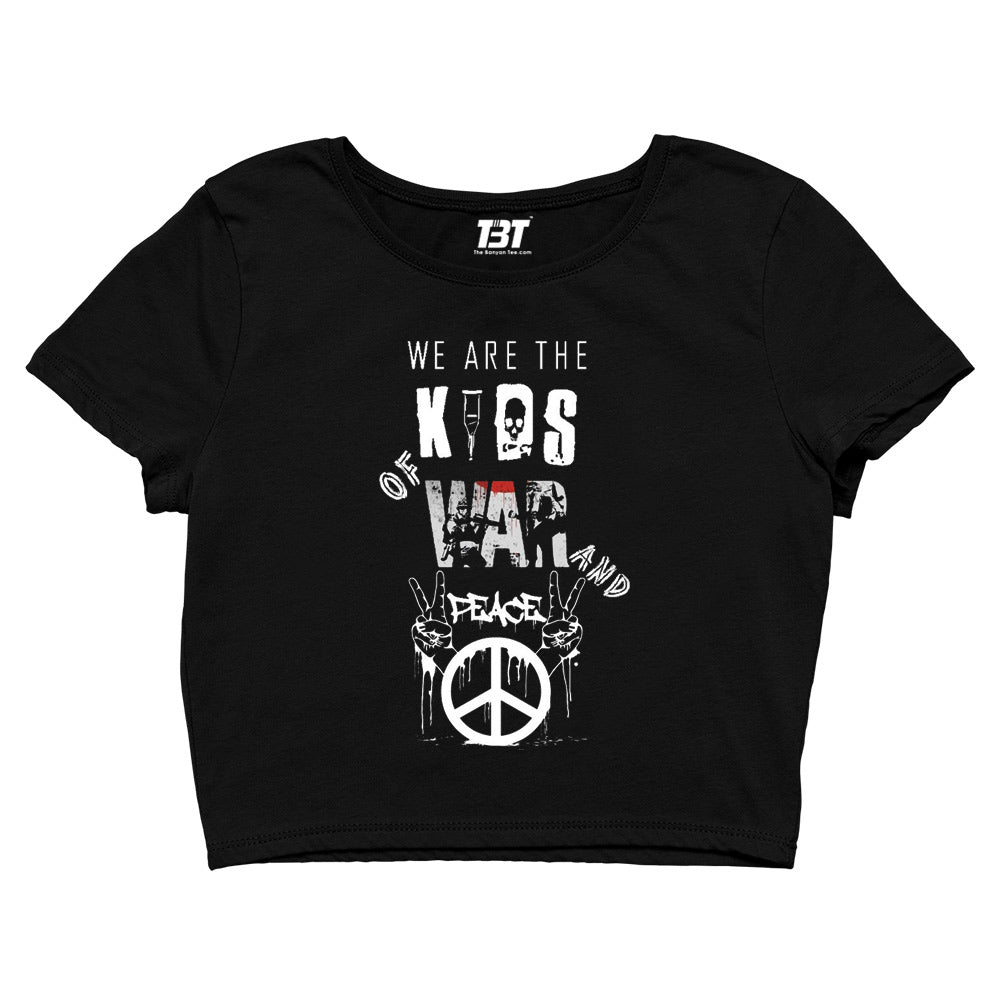 green day kids of war and peace crop top music band buy online united states of america usa the banyan tee tbt men women girls boys unisex black