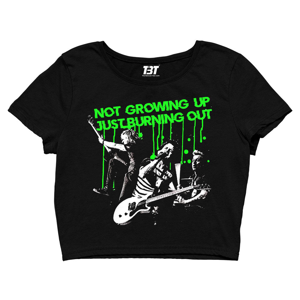 green day burnout crop top music band buy online united states of america usa the banyan tee tbt men women girls boys unisex black not growing up just burning out