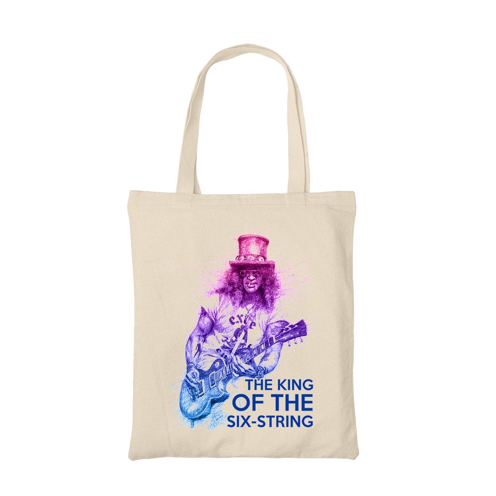 guns n roses the king of six strings tote bag hand printed cotton women men unisex