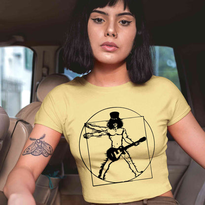 guns n' roses the vitruvian guitar man - slash crop top music band buy online united states of america usa the banyan tee tbt men women girls boys unisex beige