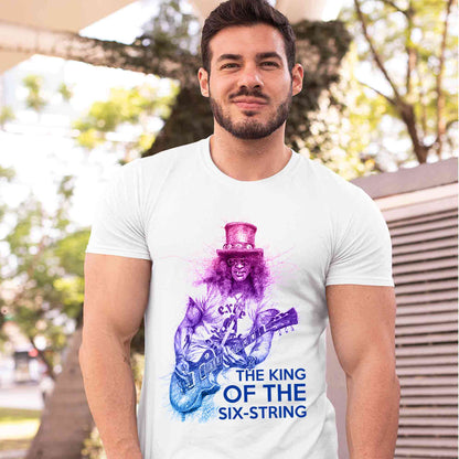 guns n' roses the king of the six string - slash t-shirt music band buy online united states of america usa the banyan tee tbt men women girls boys unisex white