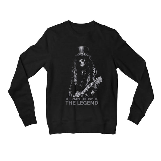 guns n' roses the legend - slash sweatshirt upper winterwear music band buy online united states usa the banyan tee tbt men women girls boys unisex black