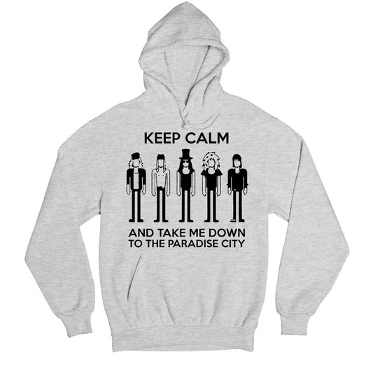 guns n' roses keep calm - paradise city hoodie hooded sweatshirt winterwear music band buy online usa united states of america the banyan tee tbt men women girls boys unisex gray