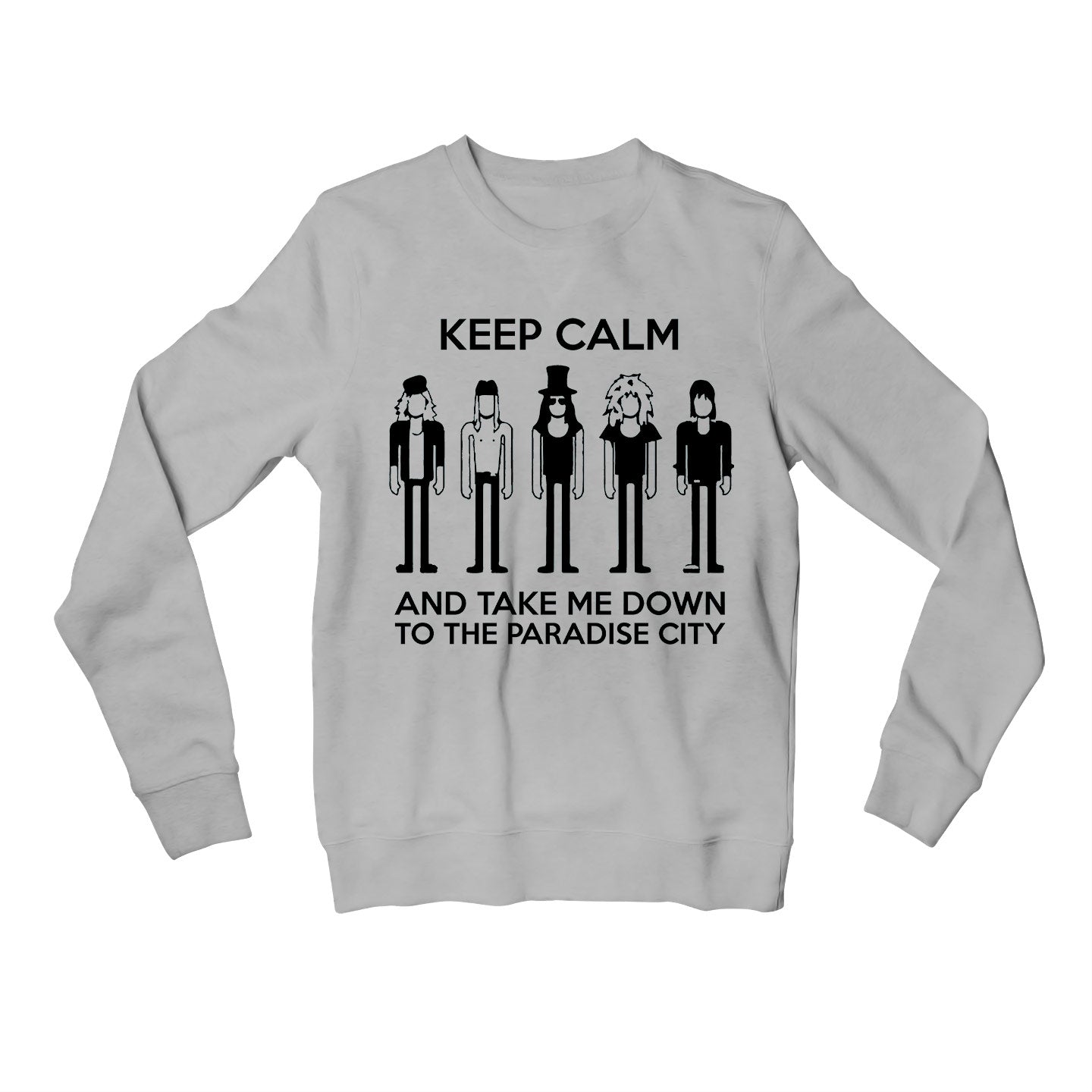 guns n' roses keep calm - paradise city sweatshirt upper winterwear music band buy online united states of america usa the banyan tee tbt men women girls boys unisex gray