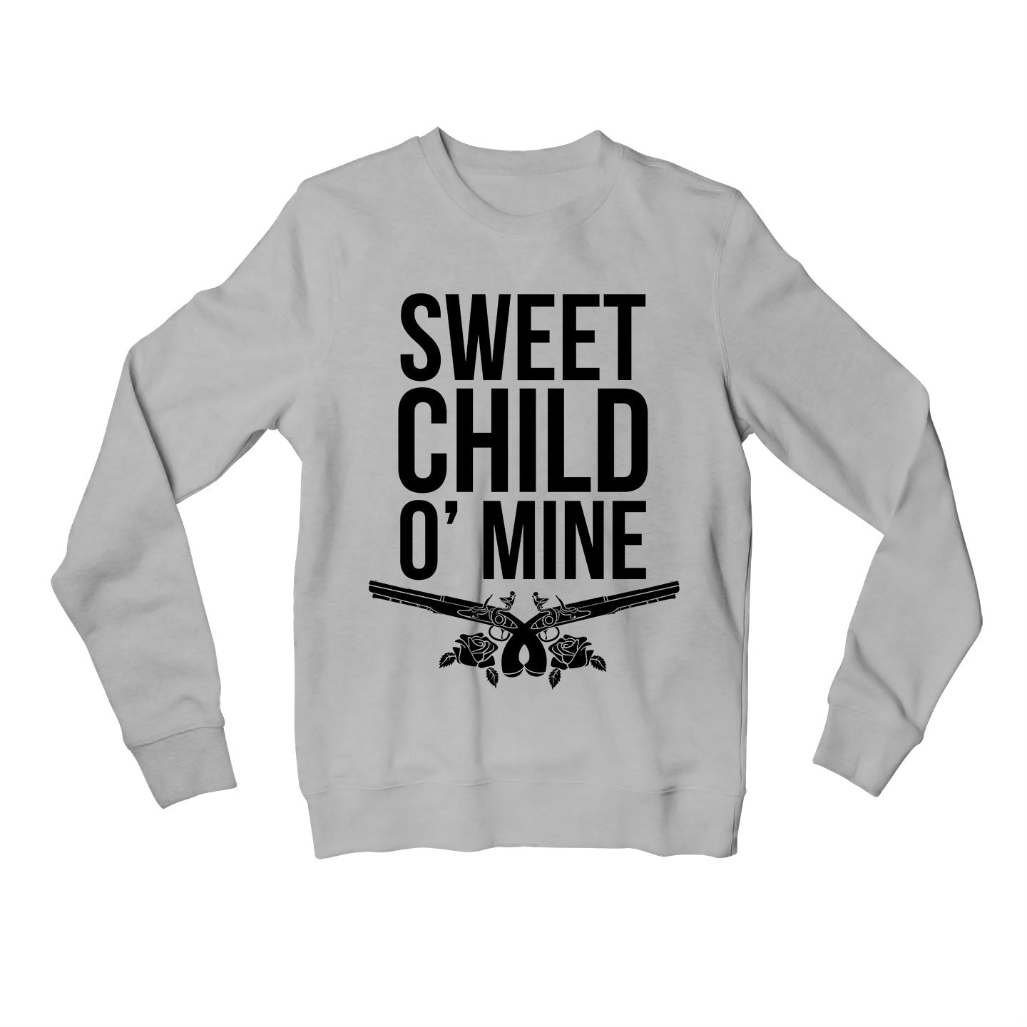 guns n' roses sweet child o' mine sweatshirt upper winterwear music band buy online united states of america usa the banyan tee tbt men women girls boys unisex gray