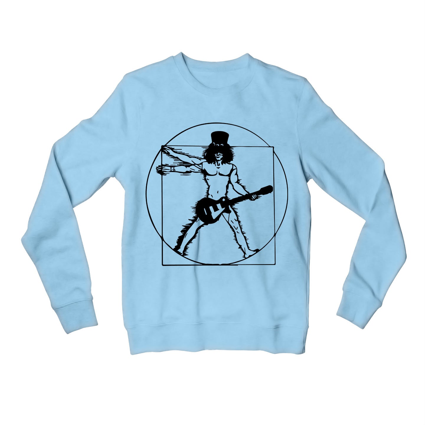 guns n' roses the vitruvian guitar man - slash sweatshirt upper winterwear music band buy online united states of america usa the banyan tee tbt men women girls boys unisex baby blue