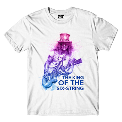 guns n' roses the king of the six string - slash t-shirt music band buy online united states of america usa the banyan tee tbt men women girls boys unisex white
