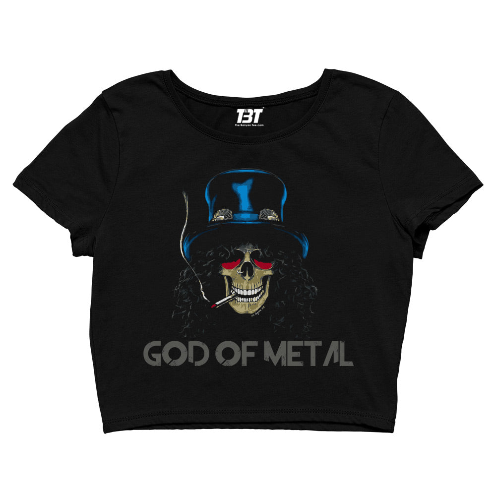 guns n' roses god of metal - slash crop top music band buy online united states of america usa the banyan tee tbt men women girls boys unisex black