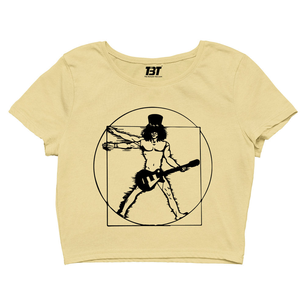 guns n' roses the vitruvian guitar man - slash crop top music band buy online united states of america usa the banyan tee tbt men women girls boys unisex beige