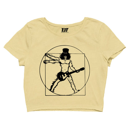 guns n' roses the vitruvian guitar man - slash crop top music band buy online united states of america usa the banyan tee tbt men women girls boys unisex beige