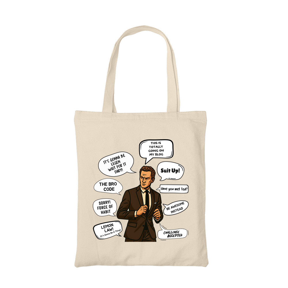 how i met your mother barney’s banter tote bag hand printed cotton women men unisex