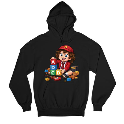 ac/dc back in blocks hoodie hooded sweatshirt winterwear music band buy online united states usa the banyan tee tbt men women girls boys unisex black 