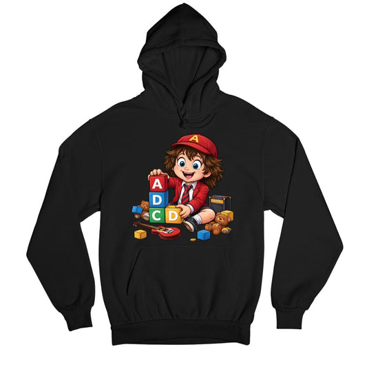 ac/dc back in blocks hoodie hooded sweatshirt winterwear music band buy online united states usa the banyan tee tbt men women girls boys unisex black 