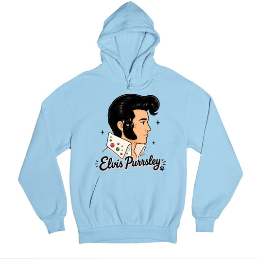 elvis presley purrsley hoodie hooded sweatshirt winterwear music band buy online united states usa the banyan tee tbt men women girls boys unisex baby blue 