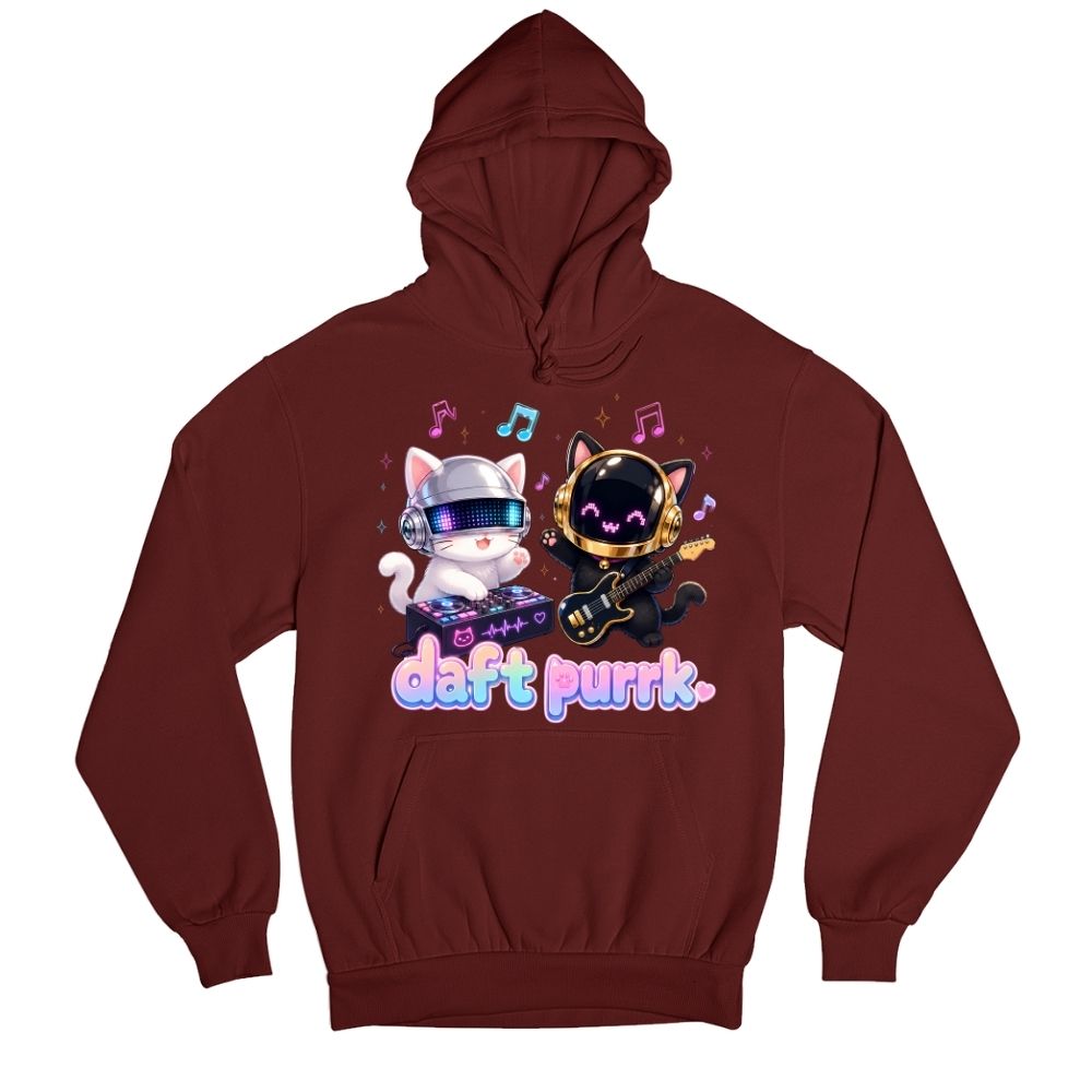 daft punk daft purrk hoodie hooded sweatshirt winterwear music band buy online united states usa the banyan tee tbt men women girls boys unisex maroon 
