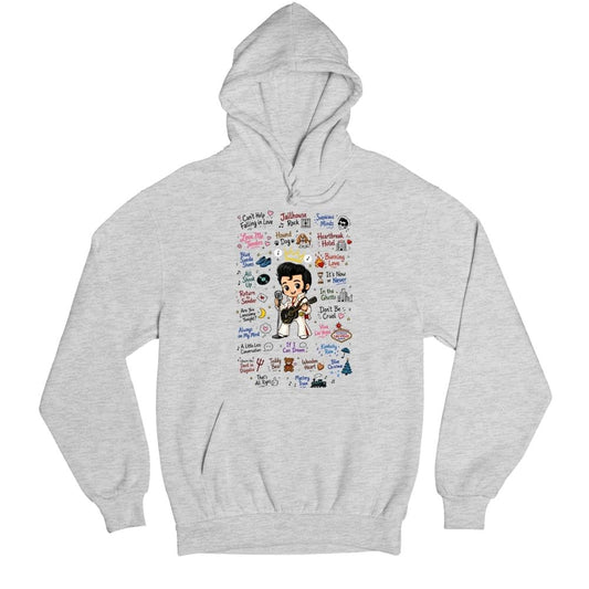 elvis presley rockabilly doodle hoodie hooded sweatshirt winterwear music band buy online united states usa the banyan tee tbt men women girls boys unisex gray 