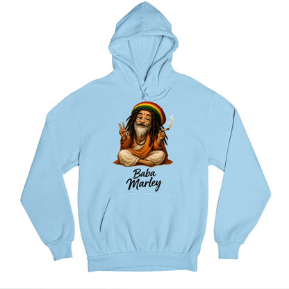 bob marley baba marley hoodie hooded sweatshirt winterwear music band buy online united states usa the banyan tee tbt men women girls boys unisex baby blue 