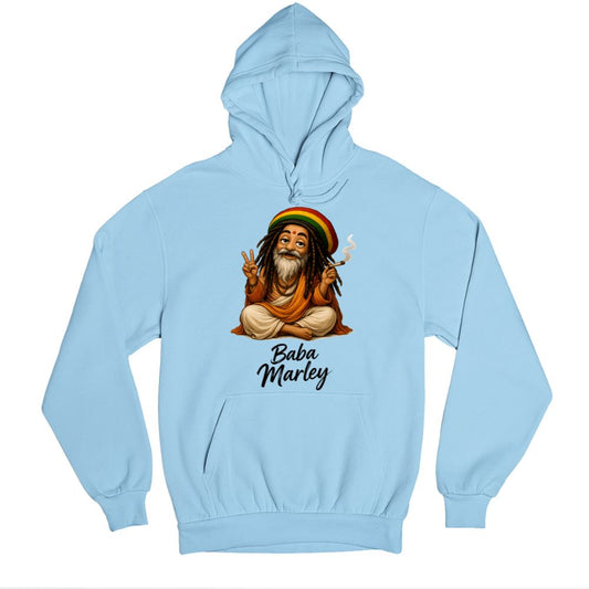 bob marley baba marley hoodie hooded sweatshirt winterwear music band buy online united states usa the banyan tee tbt men women girls boys unisex baby blue 