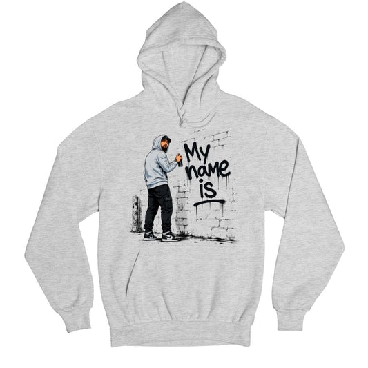 eminem my name is hoodie hooded sweatshirt winterwear music band buy online united states usa the banyan tee tbt men women girls boys unisex gray 