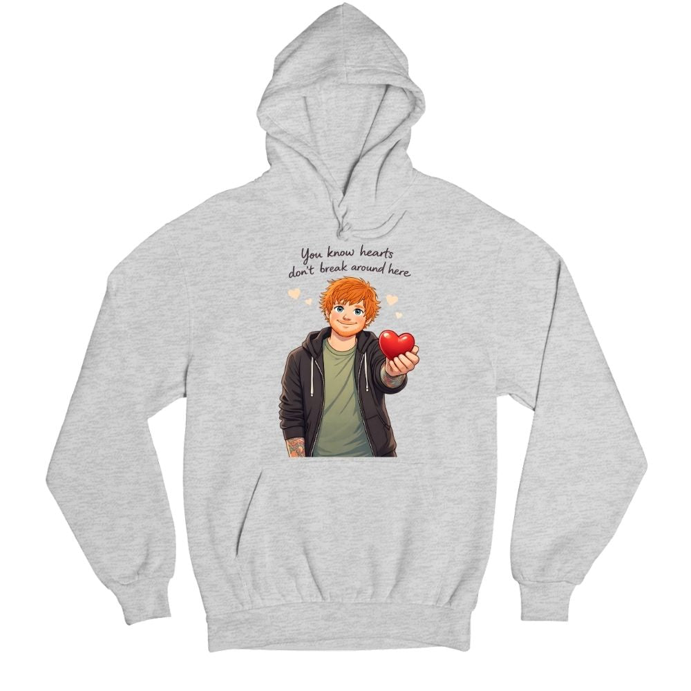 ed sheeran hearts don't break around here hoodie hooded sweatshirt winterwear music band buy online united states usa the banyan tee tbt men women girls boys unisex gray 
