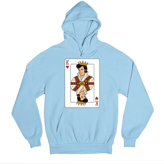 elvis presley the king of rock and roll hoodie hooded sweatshirt winterwear music band buy online united states usa the banyan tee tbt men women girls boys unisex baby blue 
