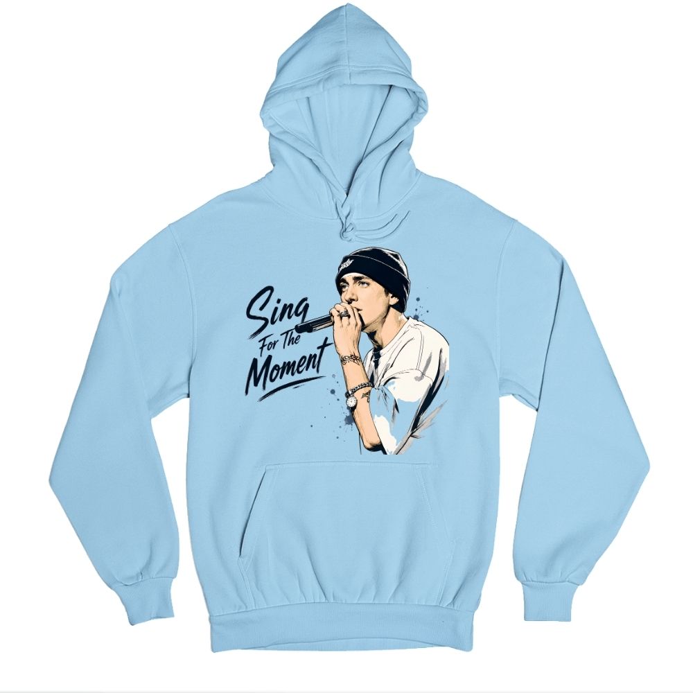eminem sing for the moment hoodie hooded sweatshirt winterwear music band buy online united states usa the banyan tee tbt men women girls boys unisex baby blue 