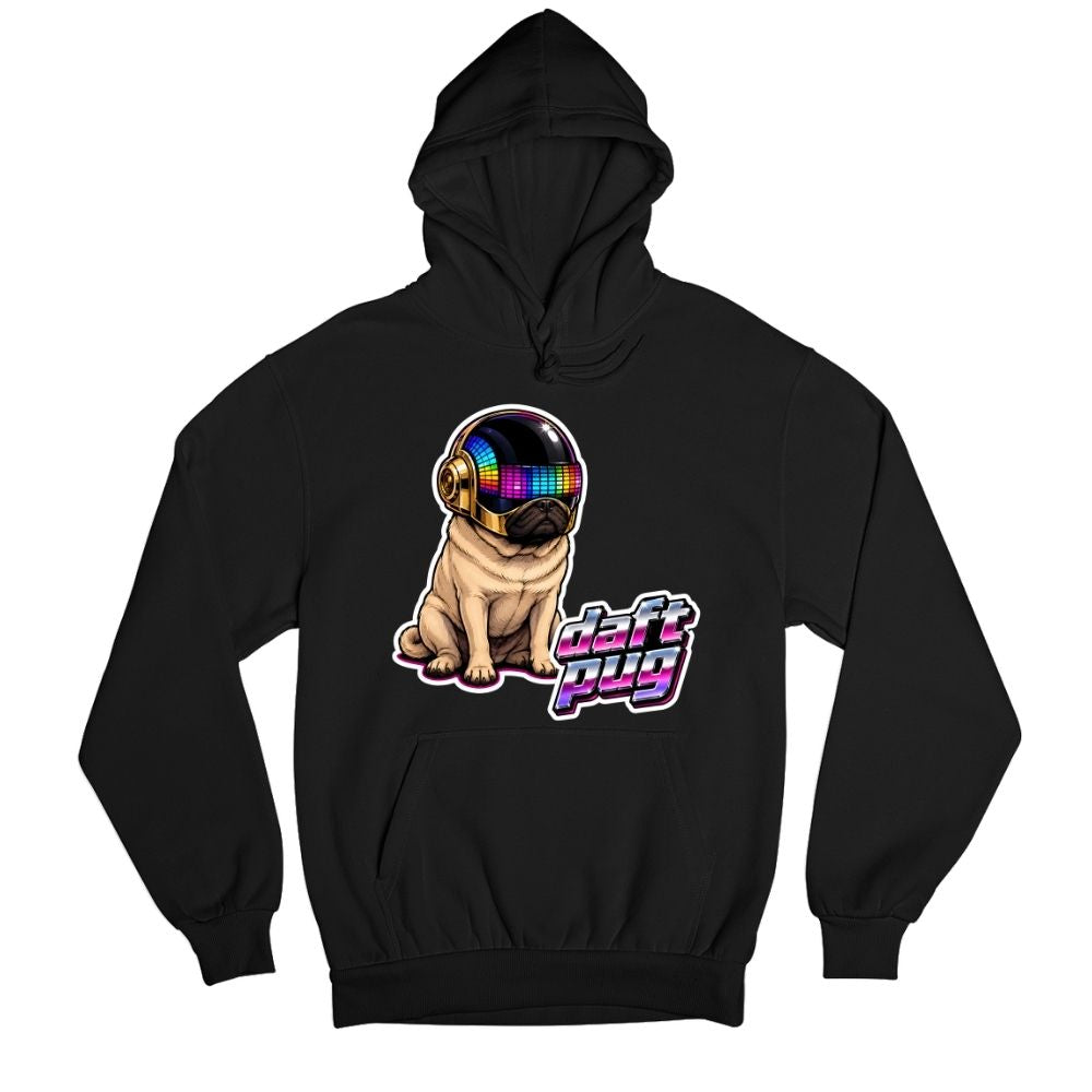 daft punk daft pug hoodie hooded sweatshirt winterwear music band buy online united states usa the banyan tee tbt men women girls boys unisex black 