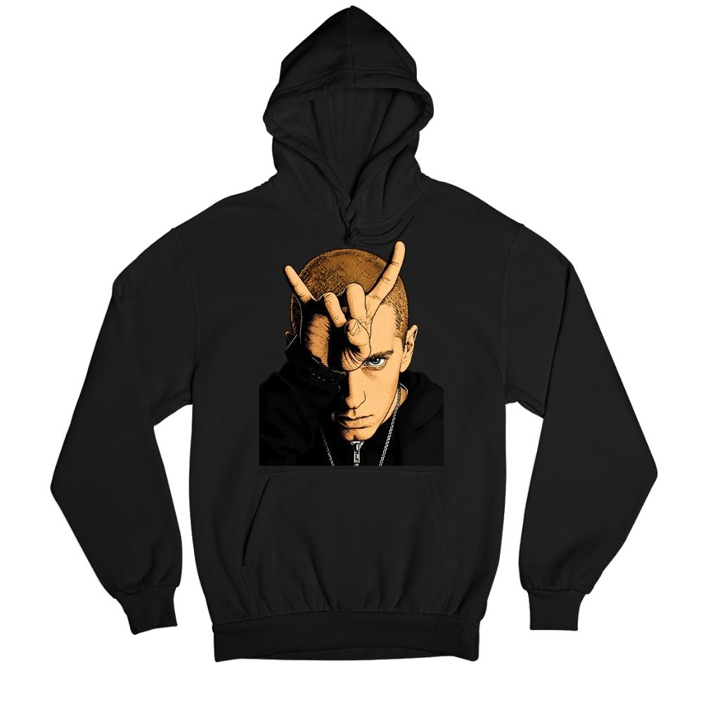 eminem bull horn hoodie hooded sweatshirt winterwear music band buy online united states usa the banyan tee tbt men women girls boys unisex black 
