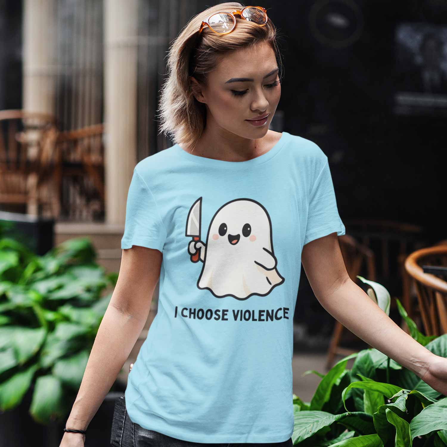 graphic i choose violence t-shirt printed graphic stylish buy online united states usa the banyan tee tbt men women girls boys unisex baby blue 