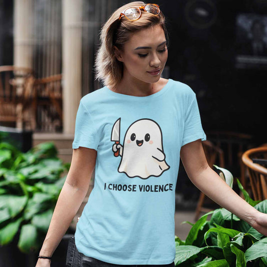 graphic i choose violence t-shirt printed graphic stylish buy online united states usa the banyan tee tbt men women girls boys unisex baby blue 