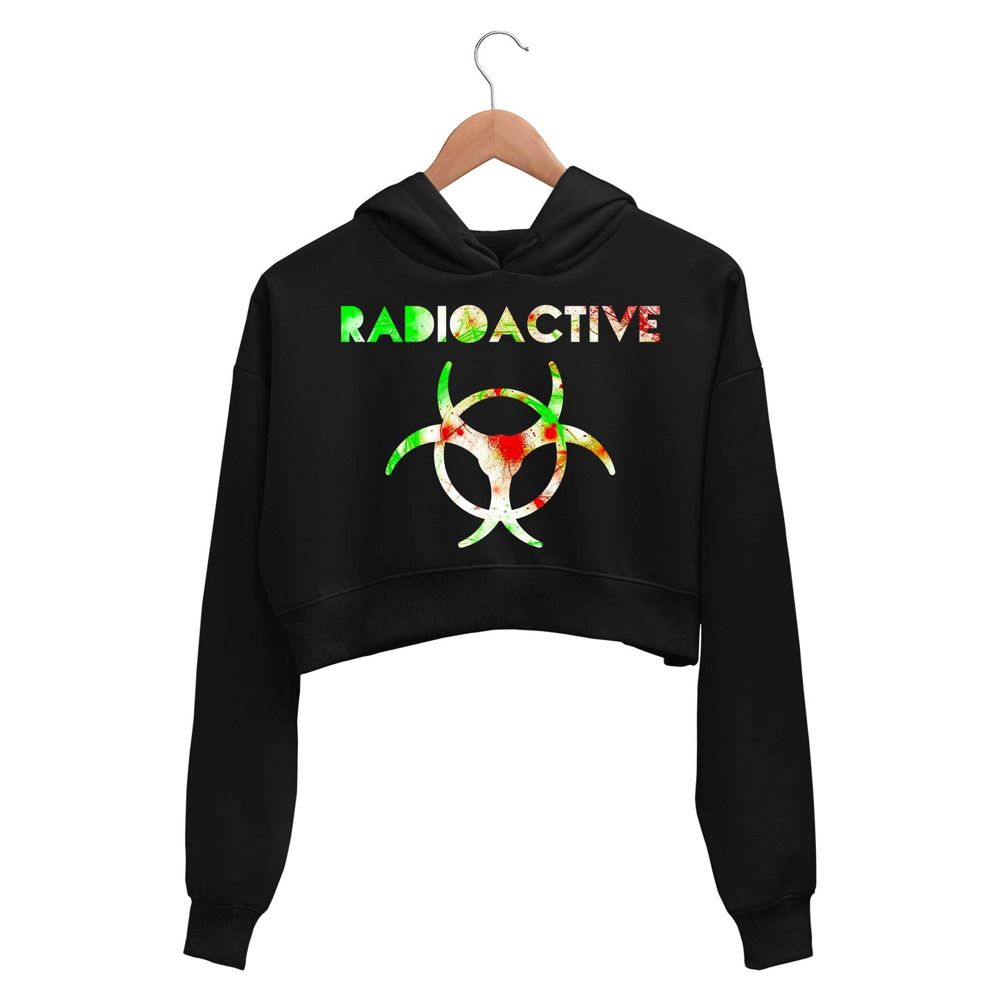 imagine dragons radioactive crop hoodie hooded sweatshirt upper winterwear music band buy online india the banyan tee tbt men women girls boys unisex black