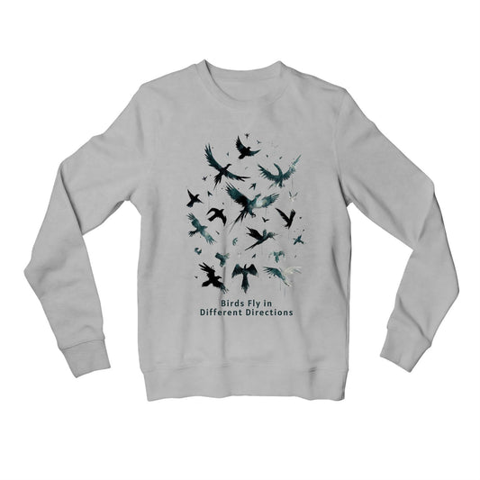 imagine dragons birds fly in different directions sweatshirt upper winterwear music band buy online united states usa the banyan tee tbt men women girls boys unisex gray