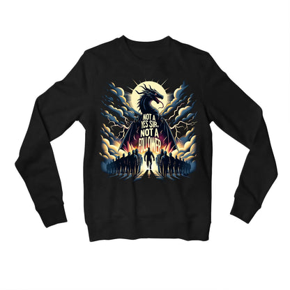 imagine dragons not a yes sir, not a follower sweatshirt upper winterwear music band buy online united states usa the banyan tee tbt men women girls boys unisex black 