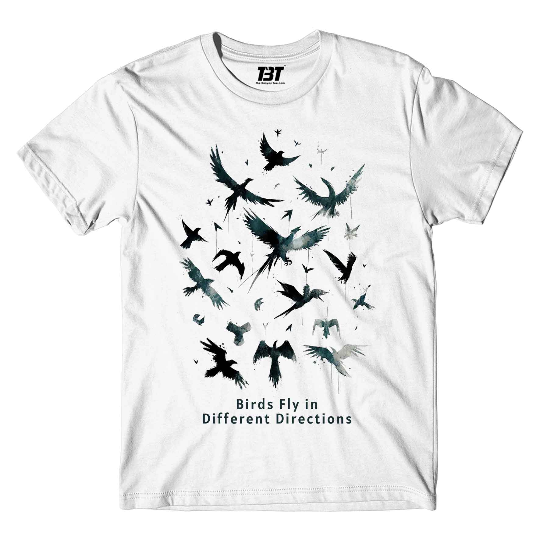 imagine dragons birds fly in different directions t-shirt music band buy online united states of america usa the banyan tee tbt men women girls boys unisex white 