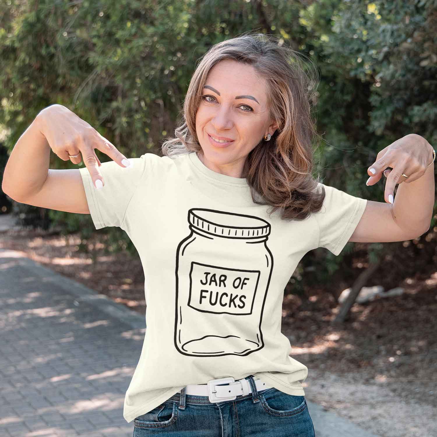 graphic jar of f*cks t-shirt printed graphic stylish buy online united states usa the banyan tee tbt men women girls boys unisex off white 
