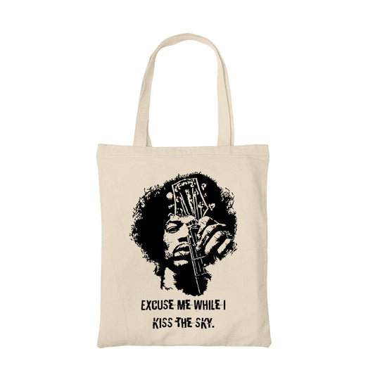 jimi hendrix kiss the sky tote bag hand printed cotton women men unisex