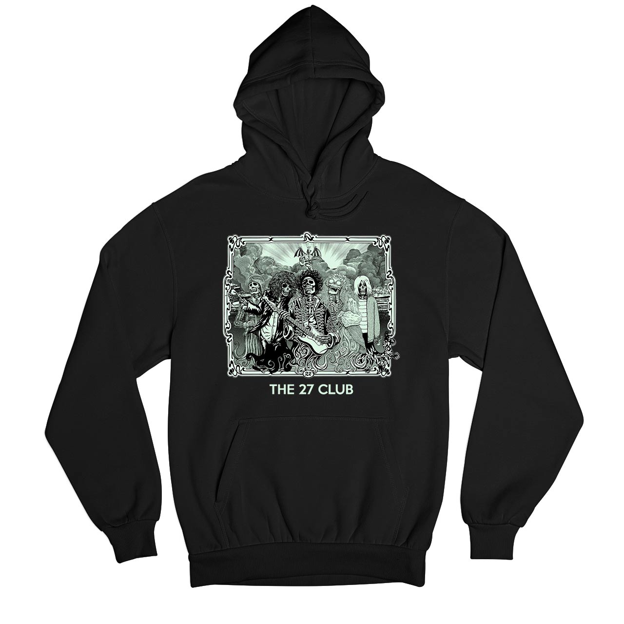 jimi hendrix the 27 club hoodie hooded sweatshirt winterwear music band buy online united states usa the banyan tee tbt men women girls boys unisex black
