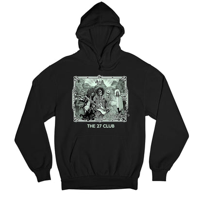 jimi hendrix the 27 club hoodie hooded sweatshirt winterwear music band buy online united states usa the banyan tee tbt men women girls boys unisex black