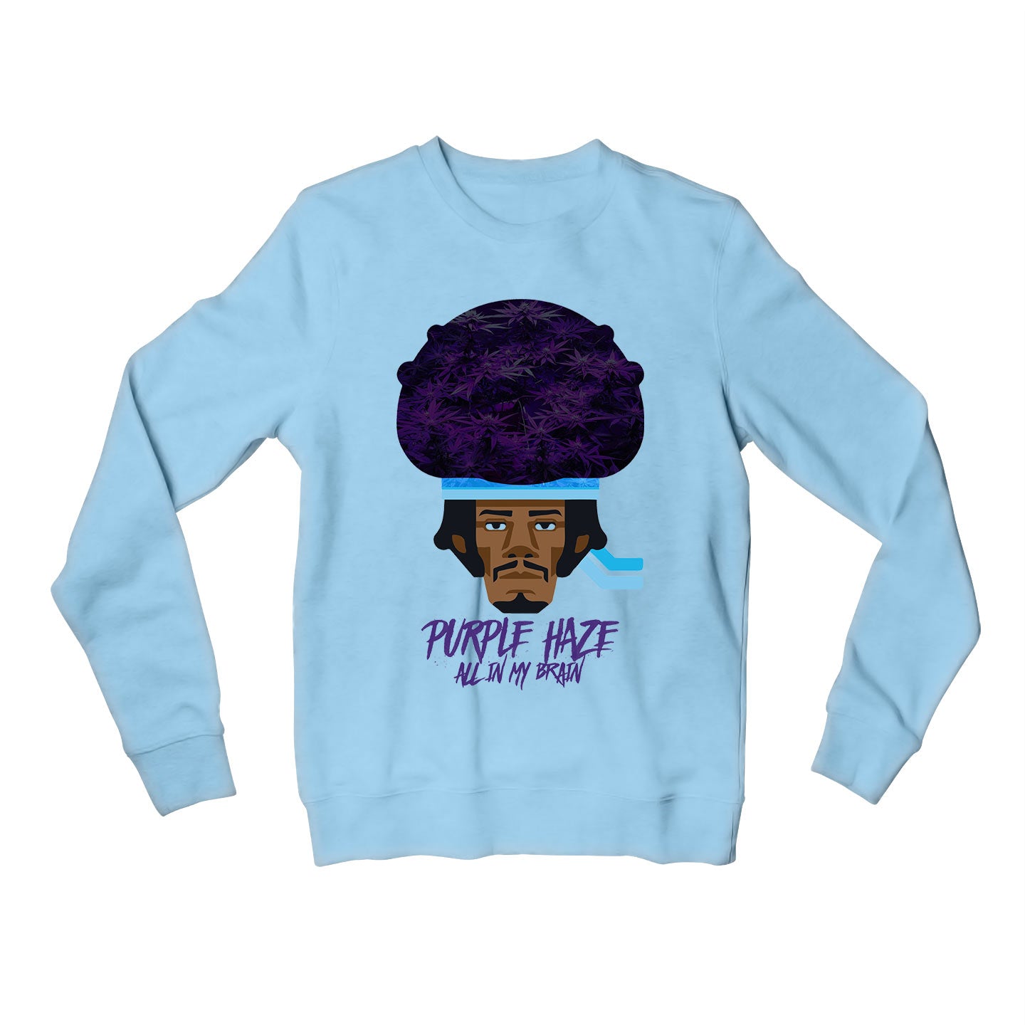 jimi hendrix purple haze sweatshirt upper winterwear music band buy online united states usa the banyan tee tbt men women girls boys unisex baby blue
