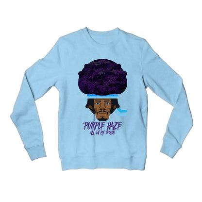 jimi hendrix purple haze sweatshirt upper winterwear music band buy online united states usa the banyan tee tbt men women girls boys unisex baby blue